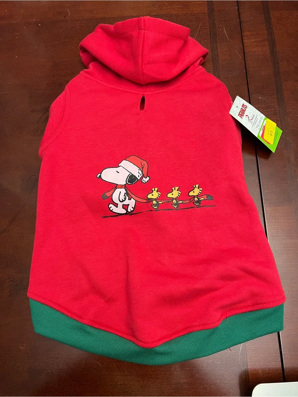 Peanuts Red Pet Hoodie with Green Trim